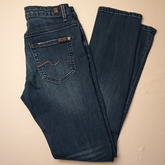 Girls 7 For All Mankind Jeans Size 14 Paxtyn Mid Rise Slim Leg Medium Wash - Picture 1 of 10